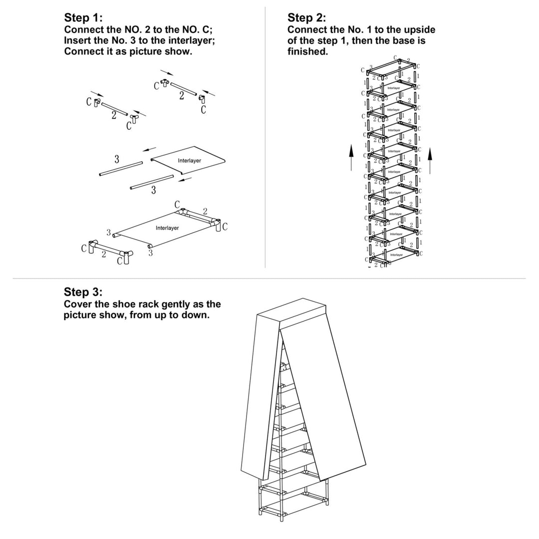 10 Tiers Shoe Cabinet Black Fabric Easy Assemble Dustproof Organizer Rack 27 Pairs Image 5