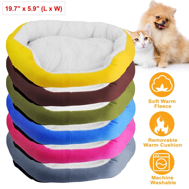 Soft Warm Fleece Dog Bed Cushion Reversible Waterproof Small Pet Nest Grey Image 1