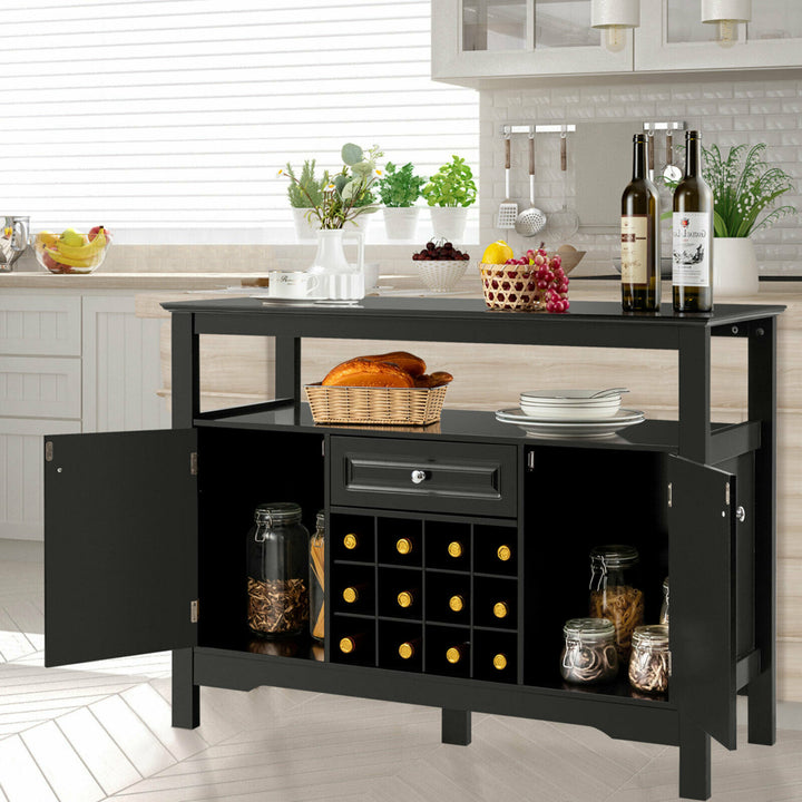 Storage Buffet Sever Cabinet Sideboard Table Wood Wine Rack Image 5