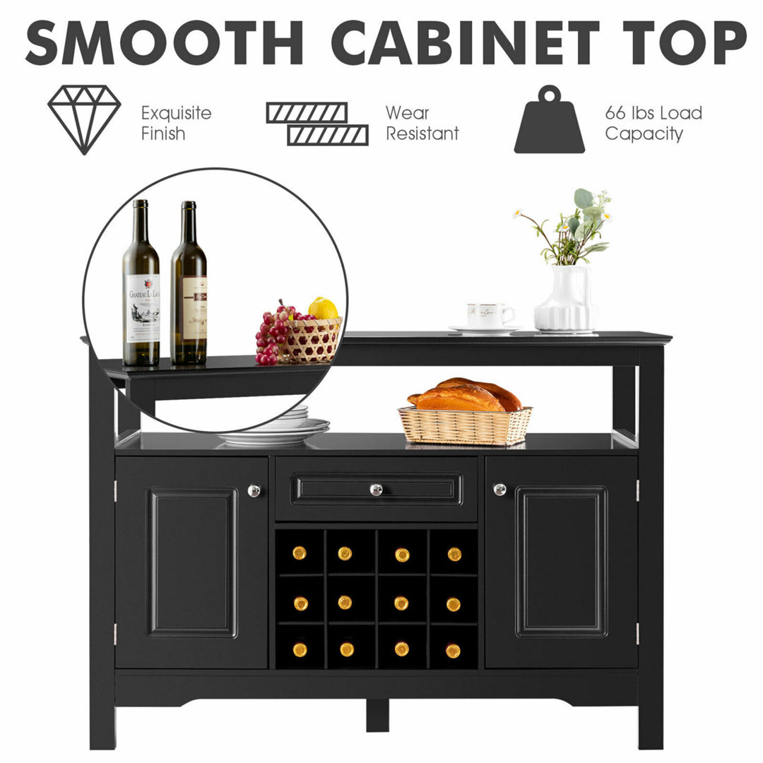 Storage Buffet Sever Cabinet Sideboard Table Wood Wine Rack Image 7