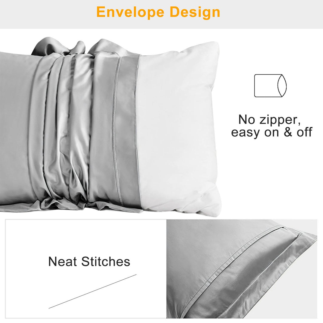 2 Pack Silky Satin Pillowcases Hypoallergenic Breathable Queen Size Multiple Colors Image 4