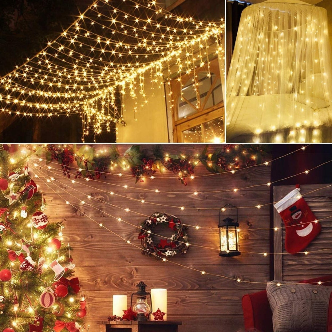 3M LED Curtain String Lights 300 Warm White IP44 Waterproof 8 Modes 9.8ft Image 5