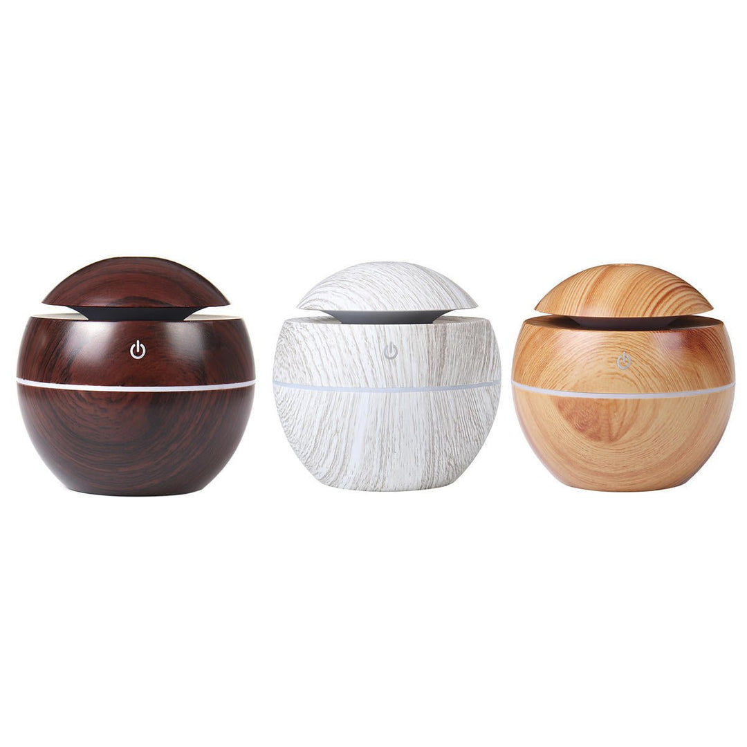 130ML Aroma Air Humidifier Wood Grain with LED Lights Essential Oil Diffuser Aromatherapy Electric Mist Maker for Home Image 1