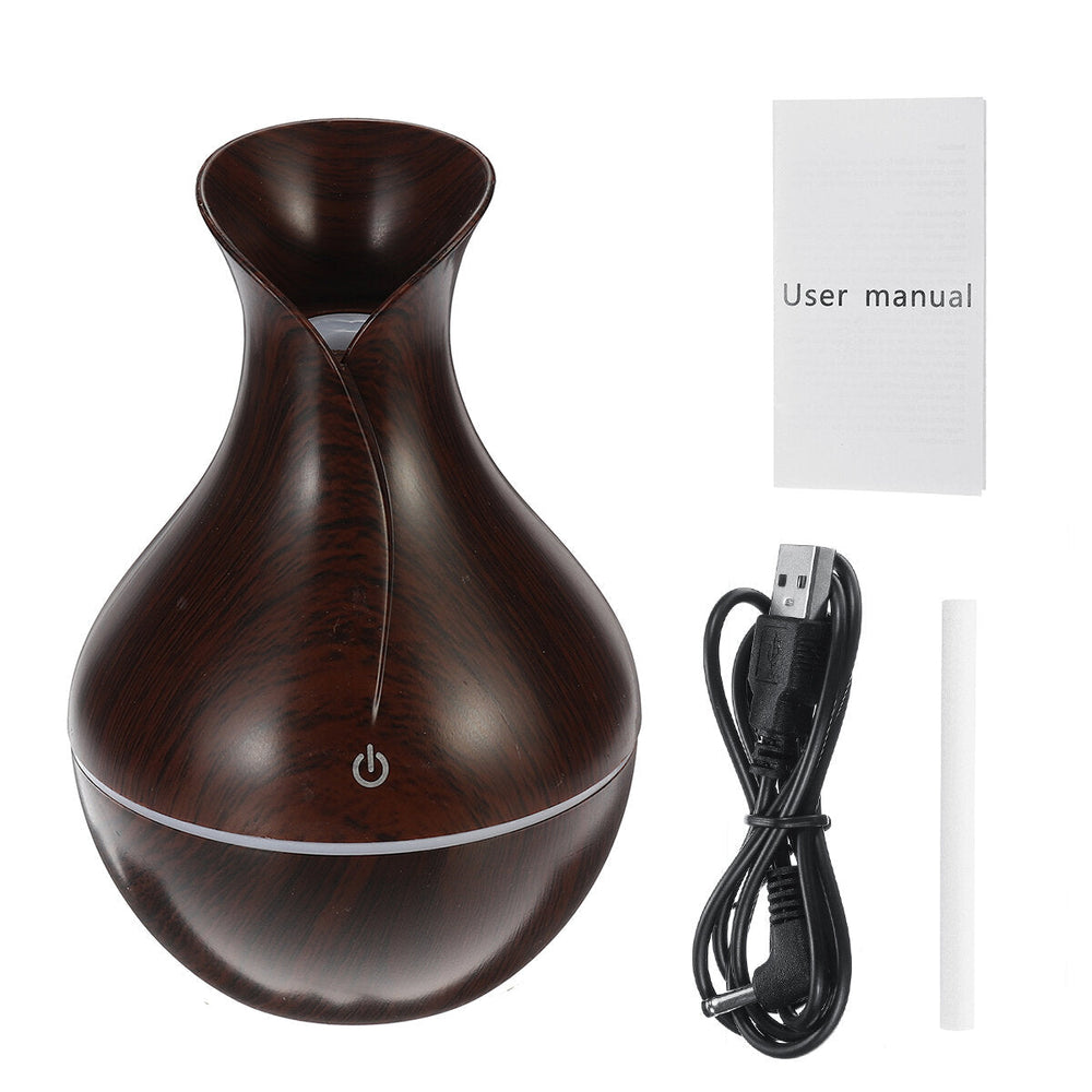 130ML Wood Grain Aroma Air Humidifier with LED Lights Essential Oil Diffuser Aromatherapy Electric Mist Maker for Home Image 2