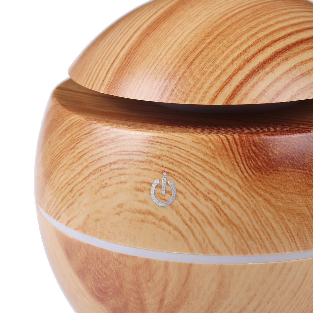 130ML Aroma Air Humidifier Wood Grain with LED Lights Essential Oil Diffuser Aromatherapy Electric Mist Maker for Home Image 6