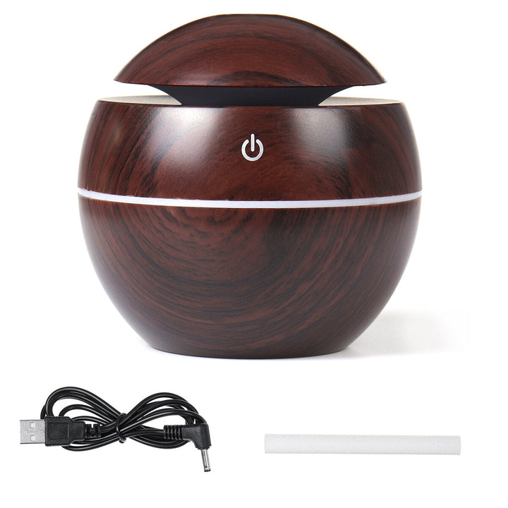 130ML Aroma Air Humidifier Wood Grain with LED Lights Essential Oil Diffuser Aromatherapy Electric Mist Maker for Home Image 12