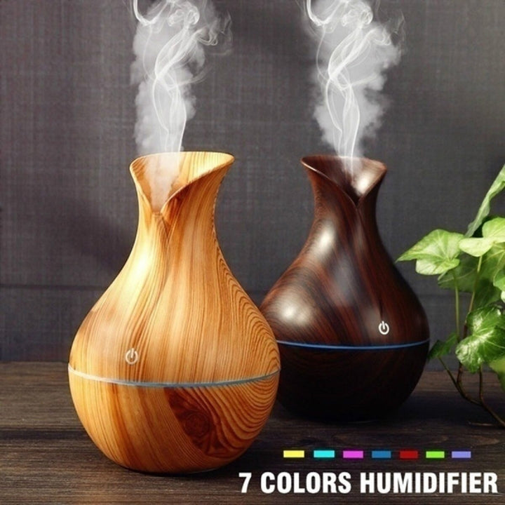 130ML Wood Grain Aroma Air Humidifier with LED Lights Essential Oil Diffuser Aromatherapy Electric Mist Maker for Home Image 10