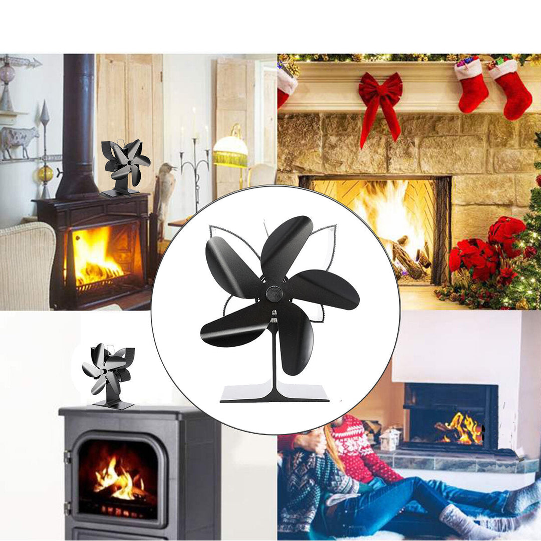 5 Blades Fireplace Fan Stove Fan Heated Fan Heat Powered Eco Fan Low Noise Image 7