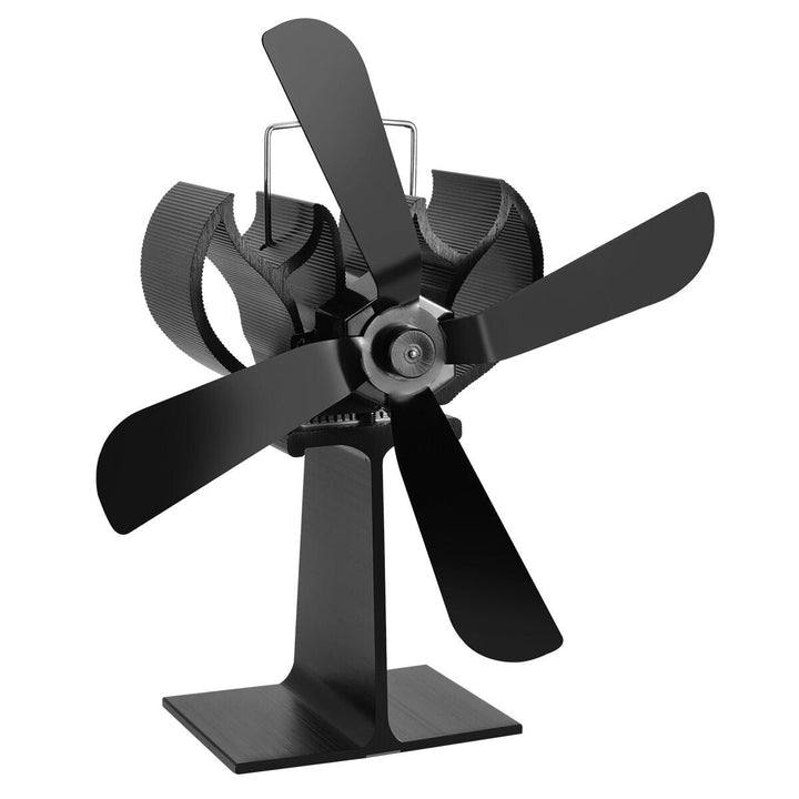 5-Blade Heat Powered Wood Stove Fan Fireplace Log Wood Burner Eco Fan Image 1