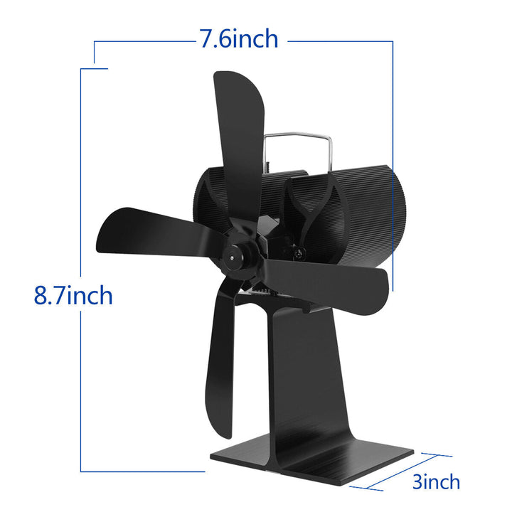 5-Blade Heat Powered Wood Stove Fan Fireplace Log Wood Burner Eco Fan Image 9