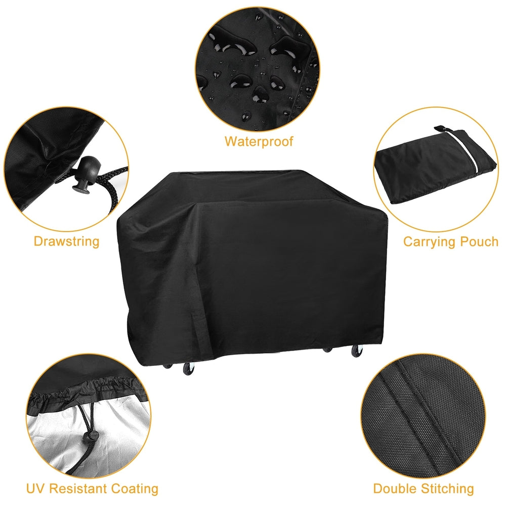 57inch BBQ Grill Cover Waterproof UV Resistant Heavy Duty Oxford Fabric Tan Black Image 2