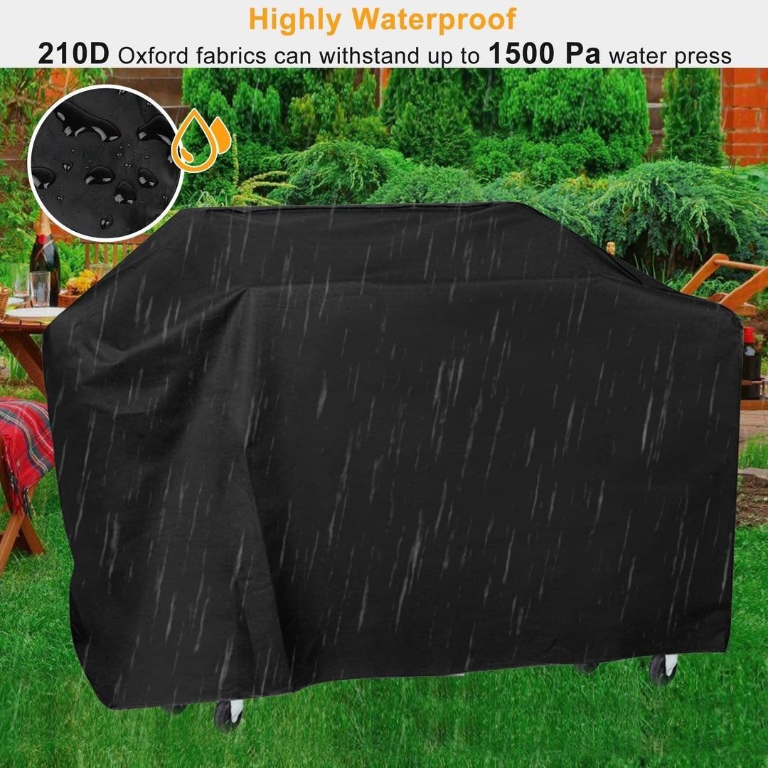 57inch BBQ Grill Cover Waterproof UV Resistant Heavy Duty Oxford Fabric Tan Black Image 3