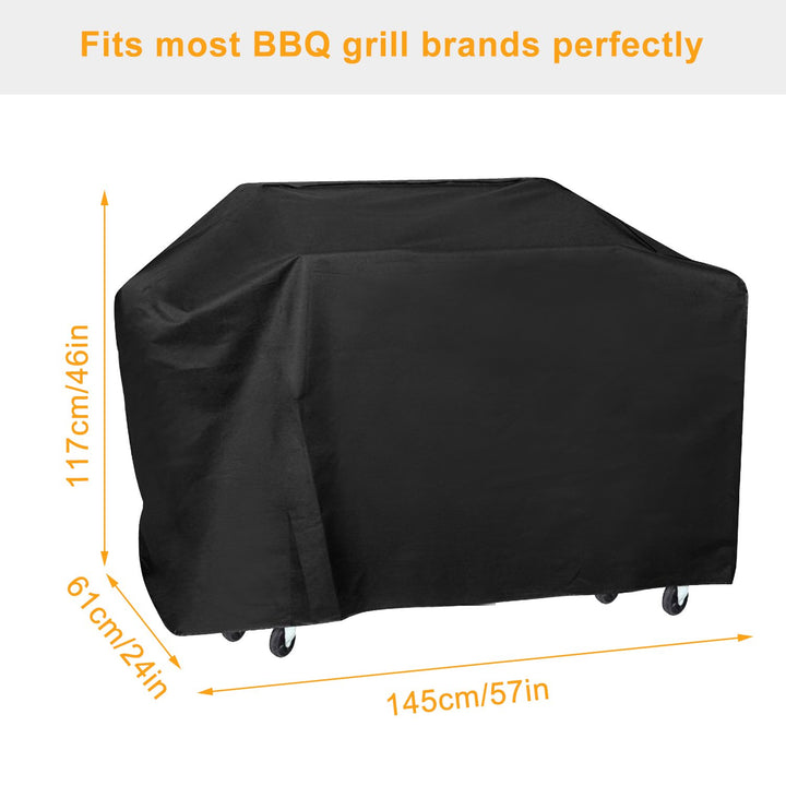 57inch BBQ Grill Cover Waterproof UV Resistant Heavy Duty Oxford Fabric Tan Black Image 5