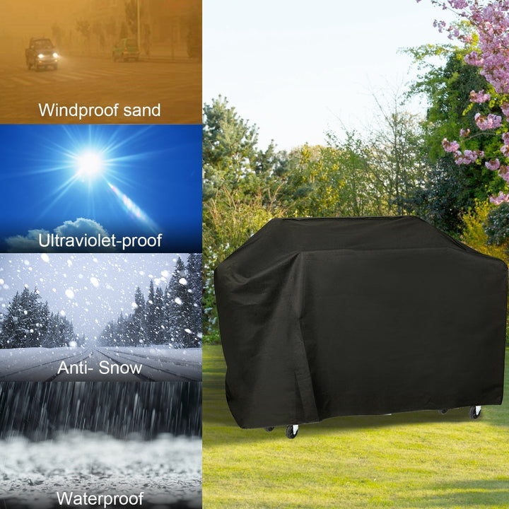 57inch BBQ Grill Cover Waterproof UV Resistant Heavy Duty Oxford Fabric Tan Black Image 7