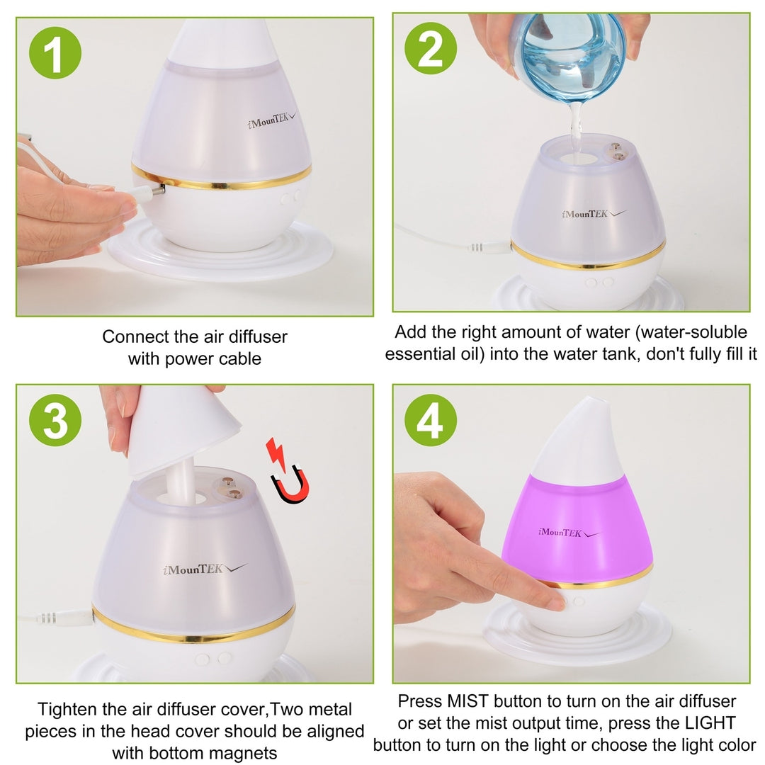 250ml Ultrasonic Aroma Humidifier Essential Oil Diffuser Nightlight USB Power Image 7