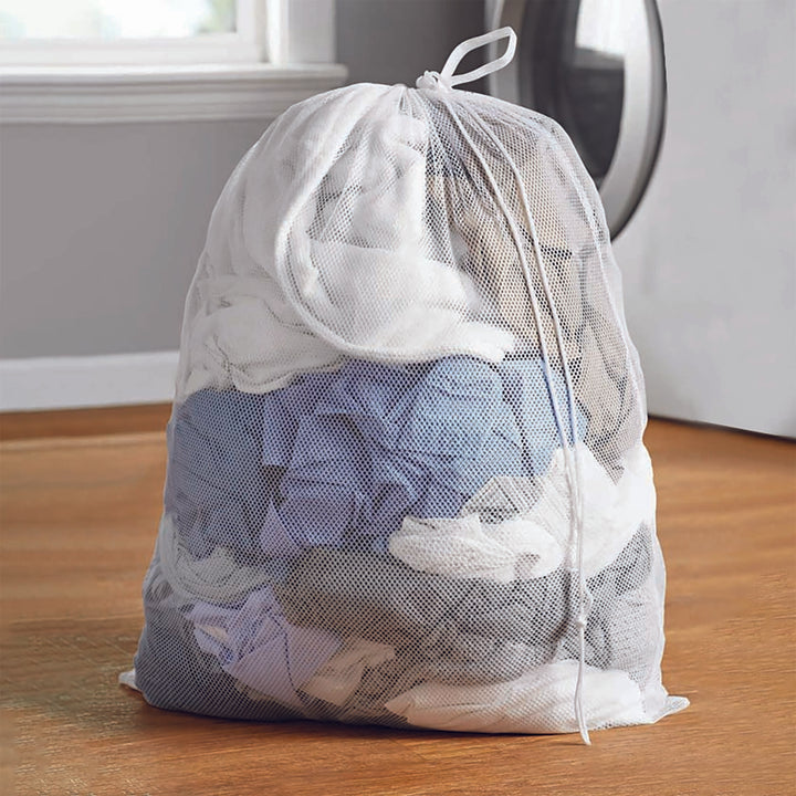 Lightweight Mesh and Heavy-duty Nylon Laundry Bag with Drawstring Top Closure Image 5