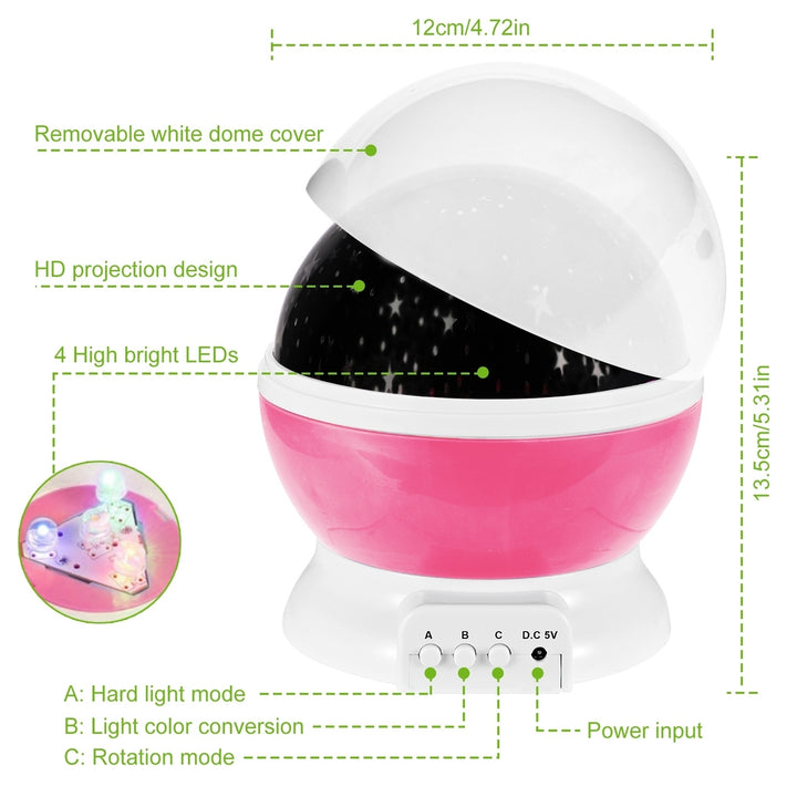 LED Star Sky Projector Night Light Kids Rotating USB Lamp Blue Pink Gift Image 2