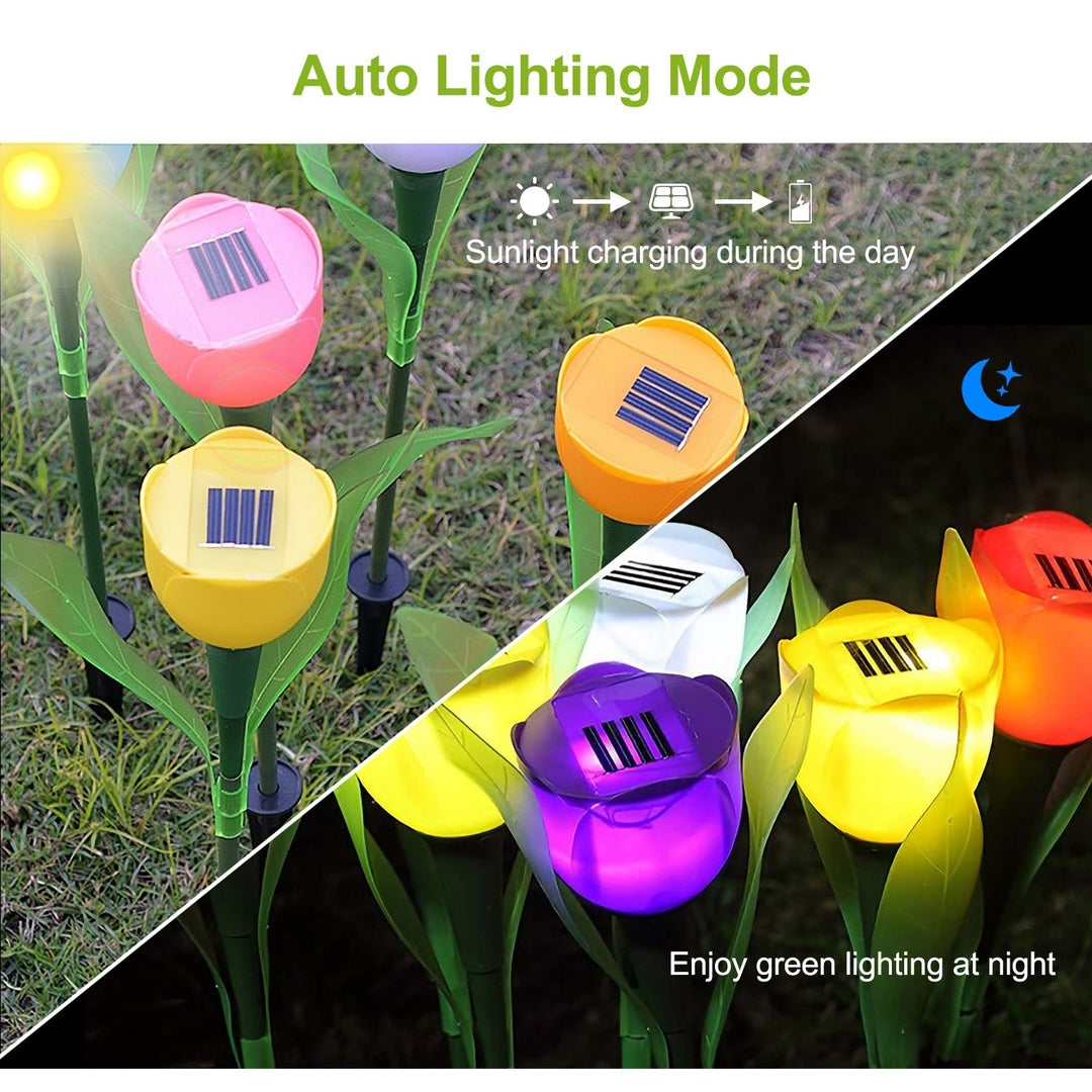 6 Pcs Solar Garden Tulip Flower Lights LED Colorful Waterproof Outdoor IP54 Image 2