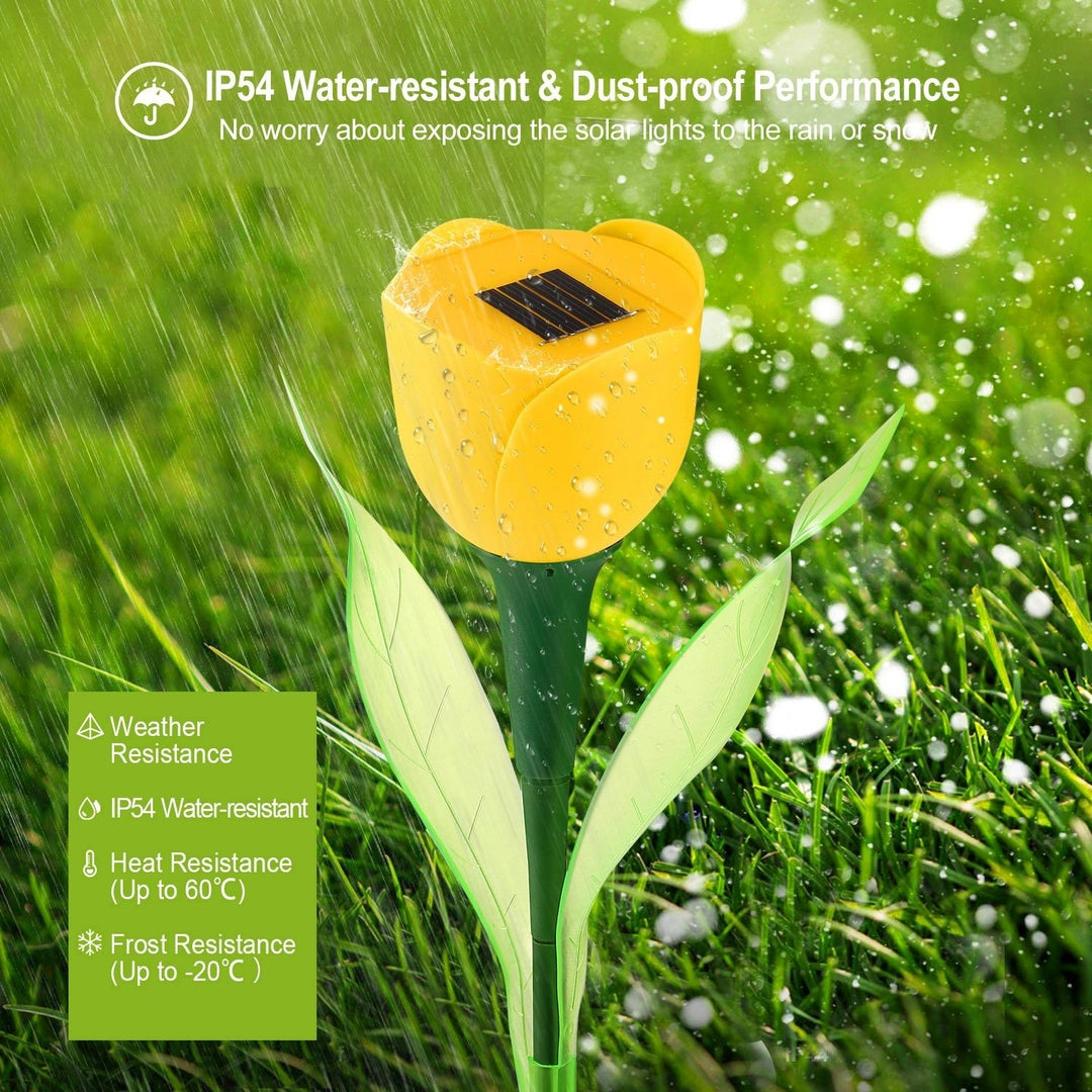 6 Pcs Solar Garden Tulip Flower Lights LED Colorful Waterproof Outdoor IP54 Image 4