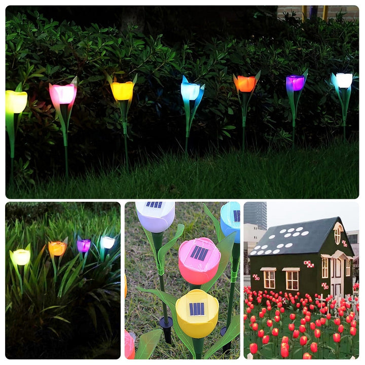 6 Pcs Solar Garden Tulip Flower Lights LED Colorful Waterproof Outdoor IP54 Image 5