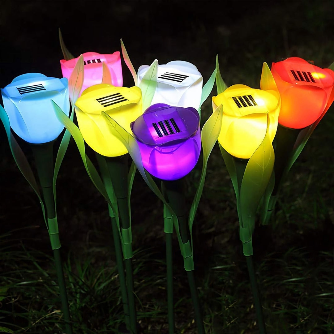 6 Pcs Solar Garden Tulip Flower Lights LED Colorful Waterproof Outdoor IP54 Image 9