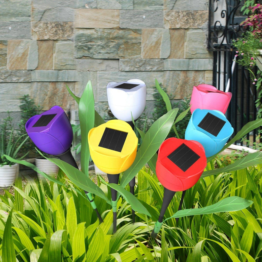 6 Pcs Solar Garden Tulip Flower Lights LED Colorful Waterproof Outdoor IP54 Image 10