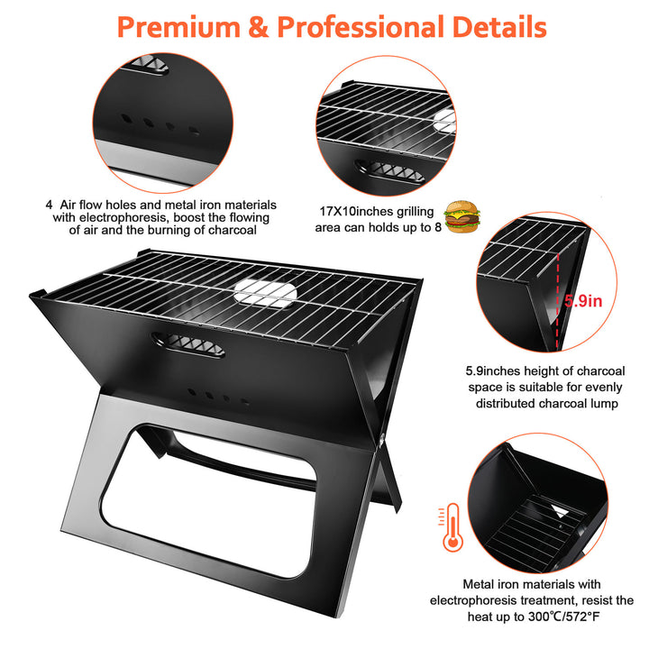 Portable Charcoal BBQ Grill Foldable Lightweight for Camping Garden Outdoor Image 3