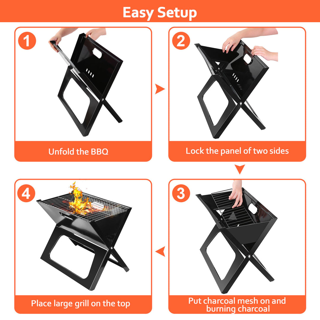 Portable Charcoal BBQ Grill Foldable Lightweight for Camping Garden Outdoor Image 6