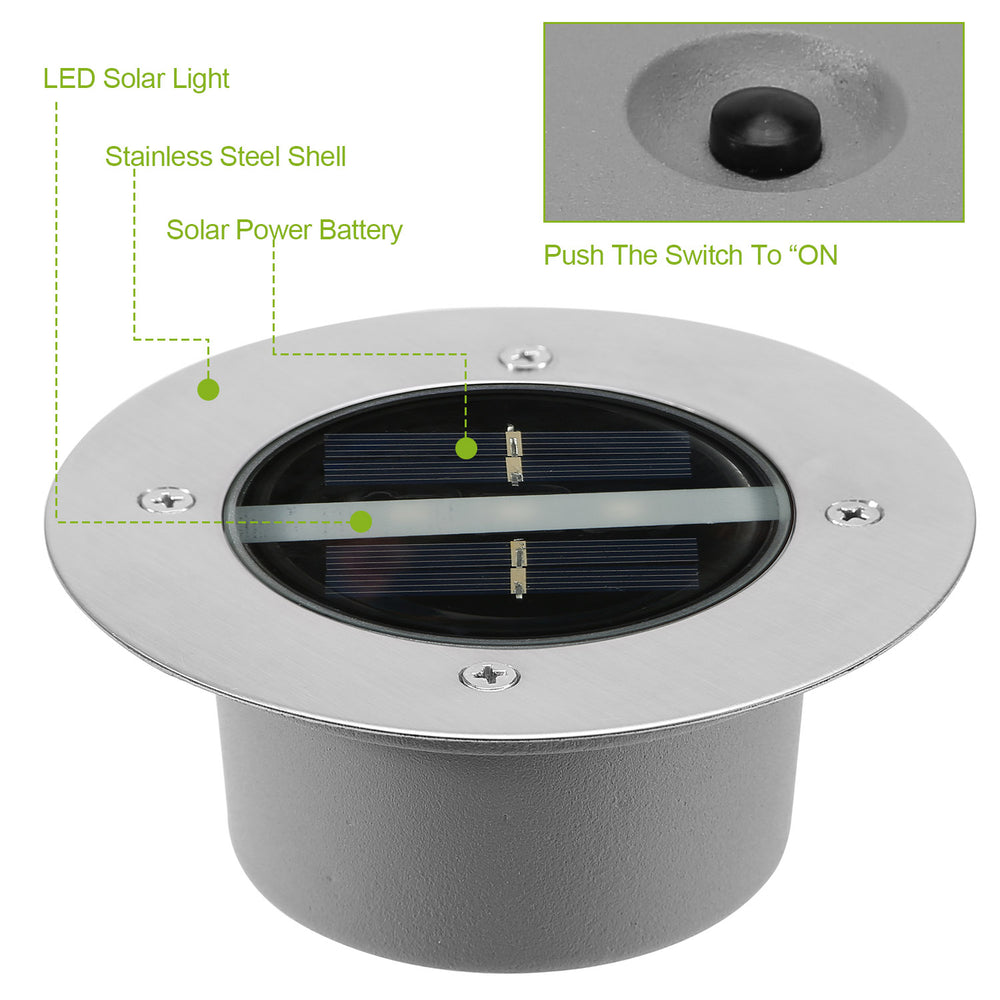 Solar LED Disk Lights IP44 Waterproof Light Sensor Auto On Off Garden Yard Image 2