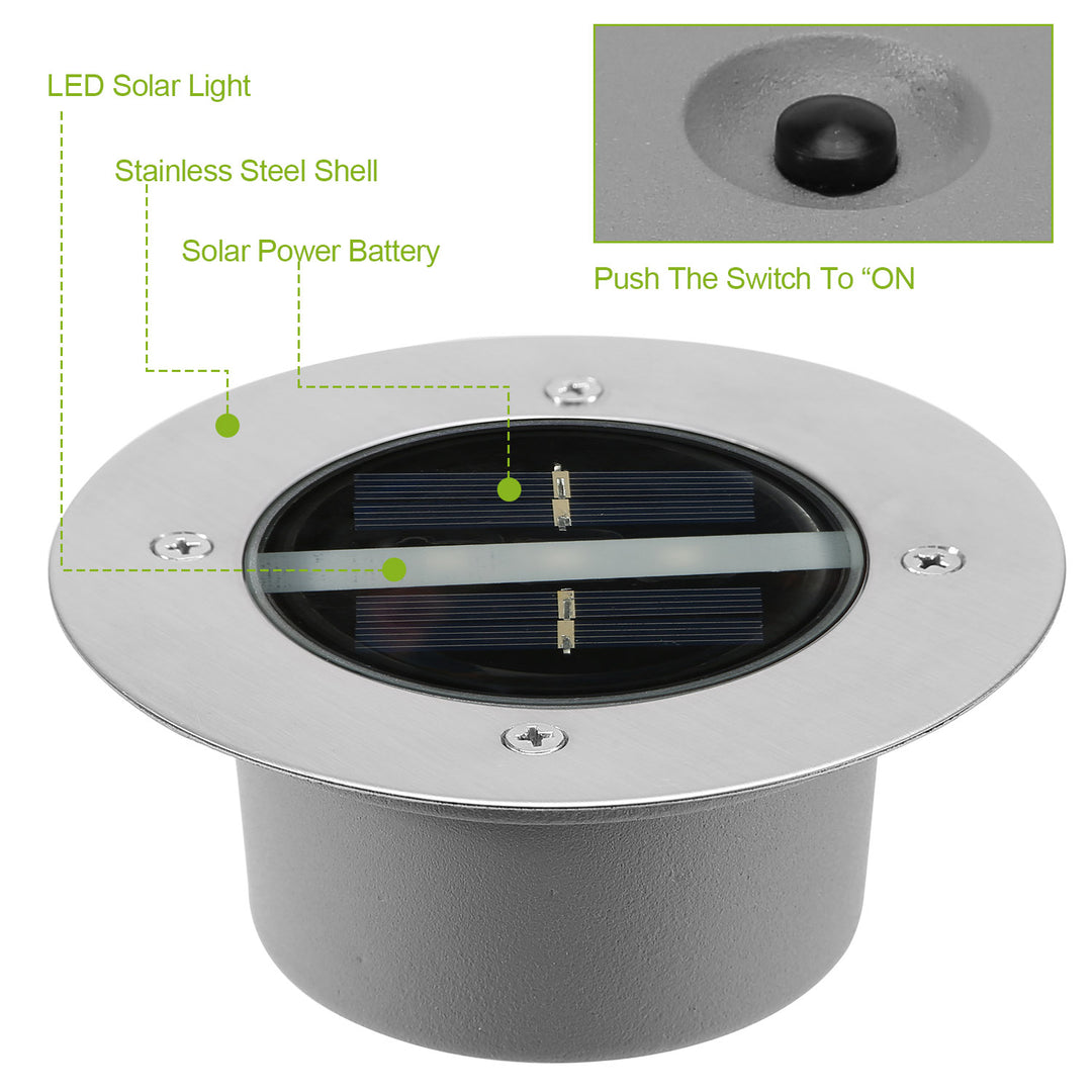 Solar LED Disk Lights IP44 Waterproof Light Sensor Auto On Off Garden Yard Image 2