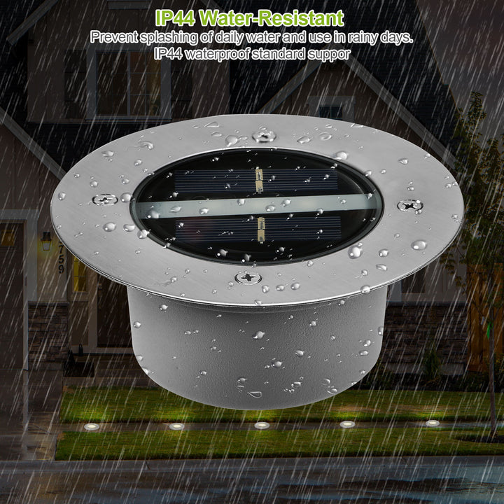 Solar LED Disk Lights IP44 Waterproof Light Sensor Auto On Off Garden Yard Image 4