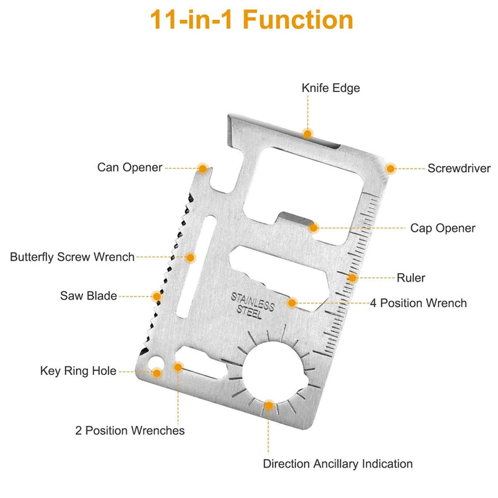 11 In 1 Stainless Steel Multi-tool Pocket Tool Credit Card Wallet Survival Tool Image 2