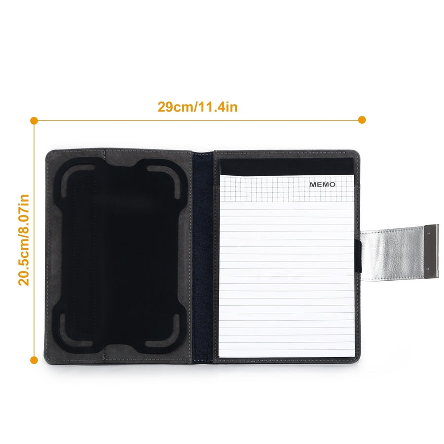 7.9in Tablet Padfolio Case Navy PU Business Organizer with Notepad and Pen Holder Image 1