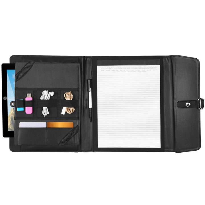 PU Leather Padfolio Folder Organizer for 9.7in Tablet Black Business Case Image 7