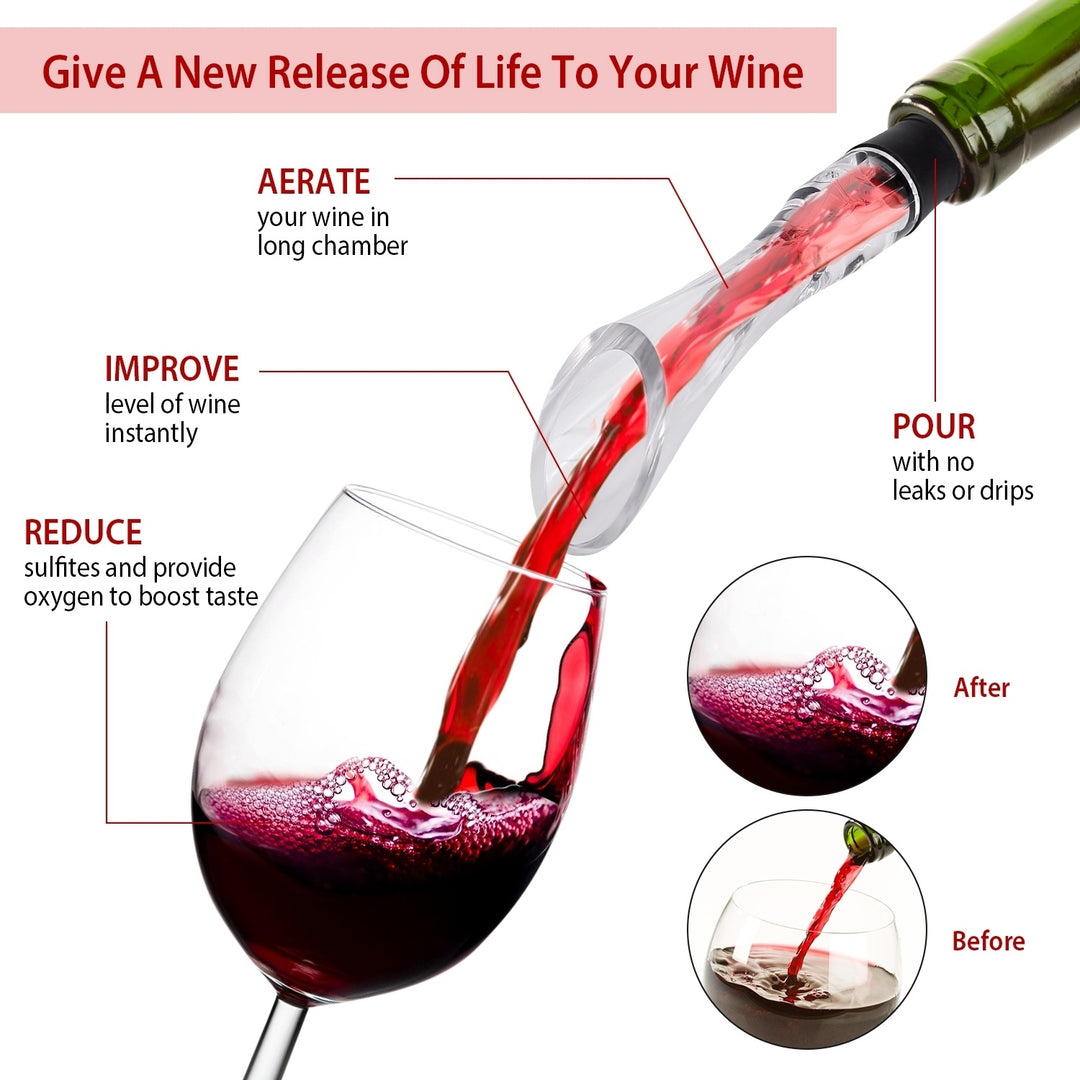 Wine Aerator Pourer Attachable Spout Drip Stopper Food Grade Plastic Transparent Image 2