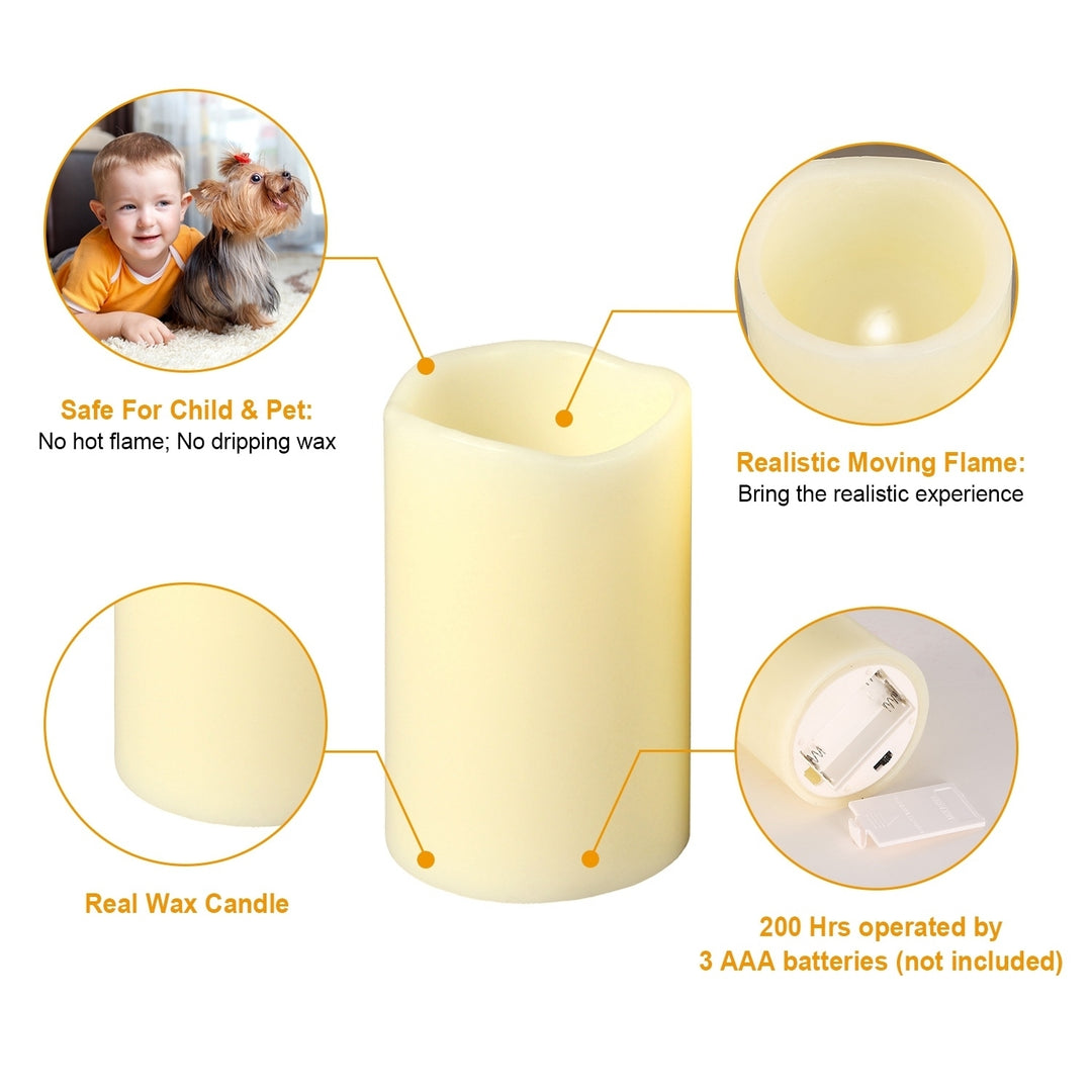 3Pcs LED Flameless Candles Real Wax Votive Ivory with Remote Control Timer Image 3