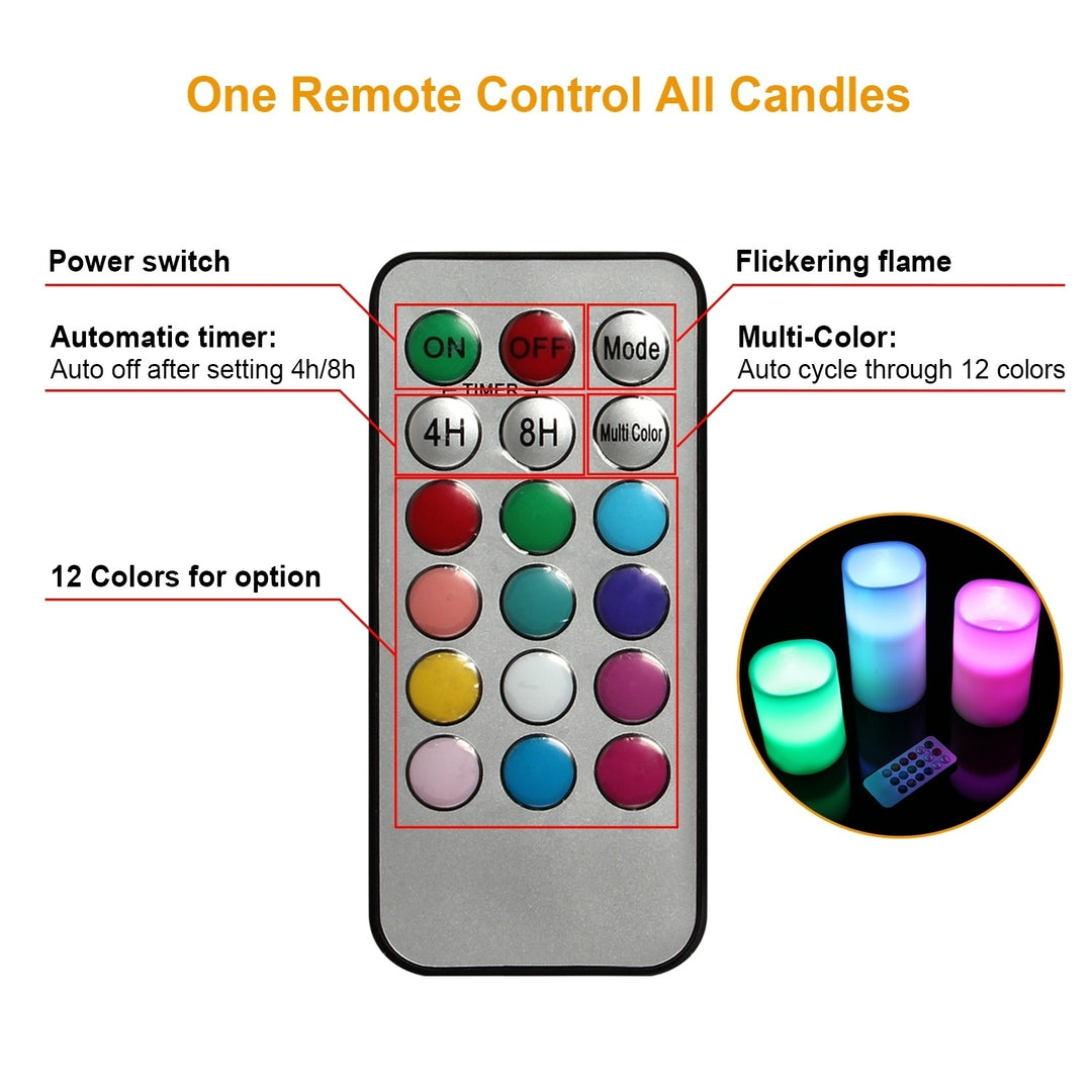 3Pcs LED Flameless Candles Real Wax Votive Ivory with Remote Control Timer Image 4