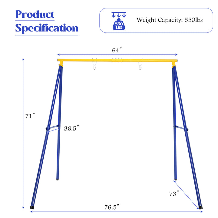 Extra Large Heavy Duty A-Frame Steel Swing Stand Set 40 Nest Tree Swing Yellow Image 9