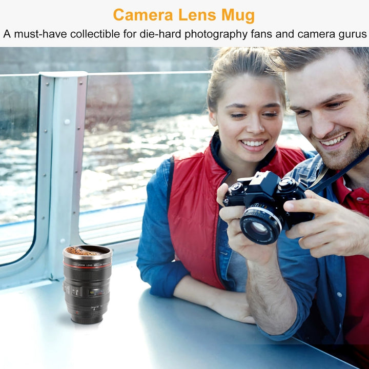 Camera Lens Mug 13.6oz Stainless Steel Travel Coffee Cup Black Photography Gift Image 2