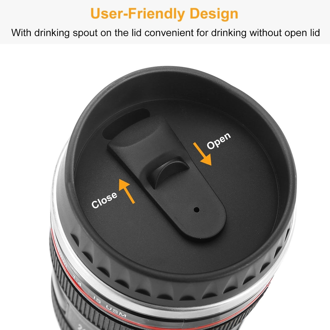 Camera Lens Mug 13.6oz Stainless Steel Travel Coffee Cup Black Photography Gift Image 5