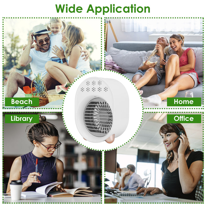 Portable USB Rechargeable Mini Air Conditioner Fan Cooling Humidifier White 5.35in Image 8