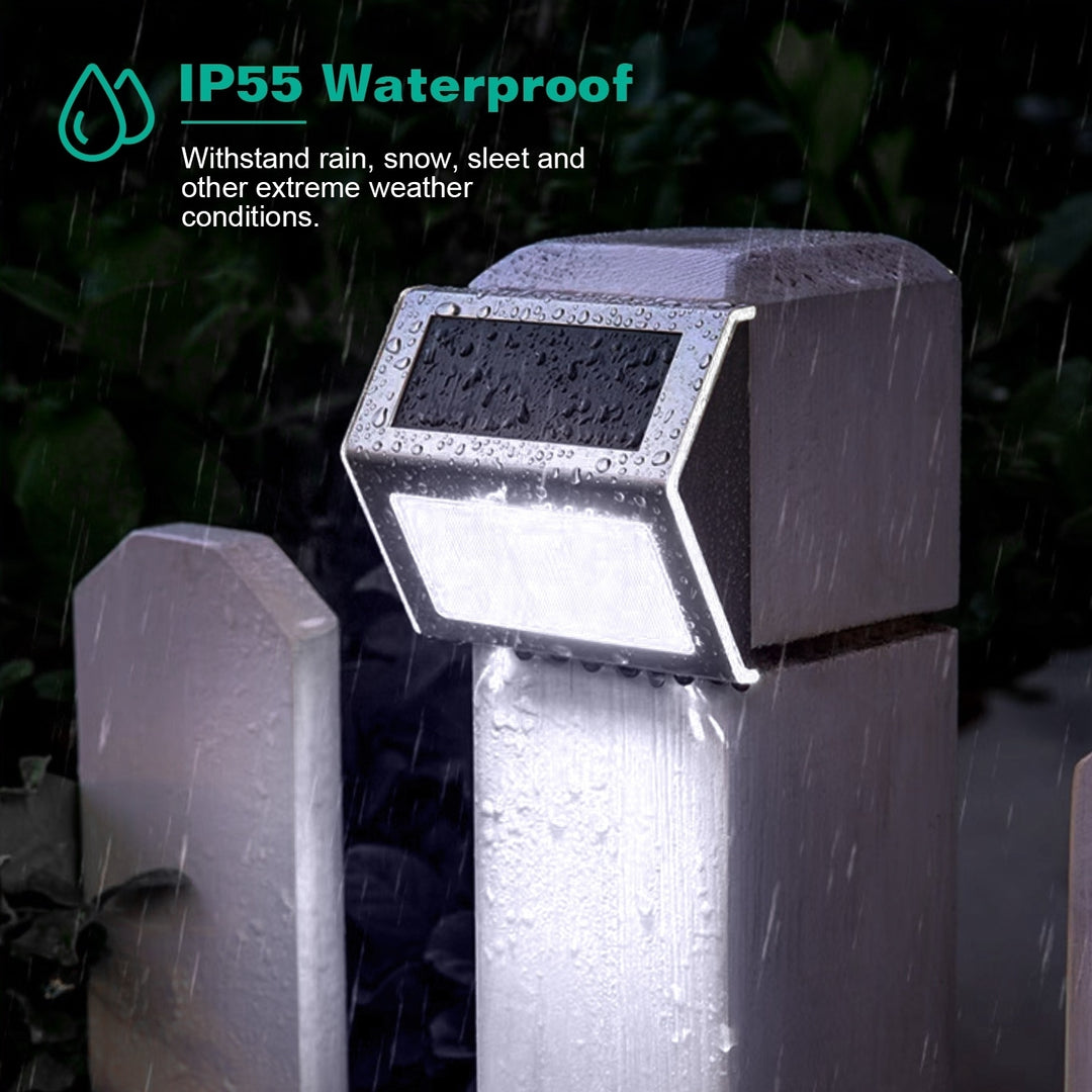 6 Packs Stainless Steel Solar Step Lights Waterproof Outdoor LED Fence Lamp Image 3