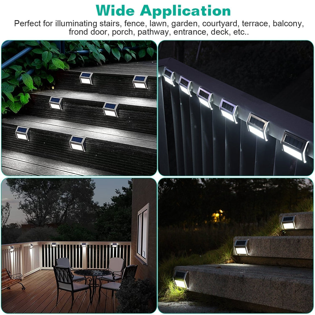 6 Packs Stainless Steel Solar Step Lights Waterproof Outdoor LED Fence Lamp Image 6