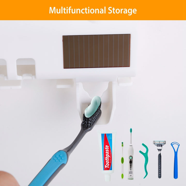 Wall Mount Toothbrush Sanitizer Holder UV Cleaning Solar USB 4 Slots White Image 5