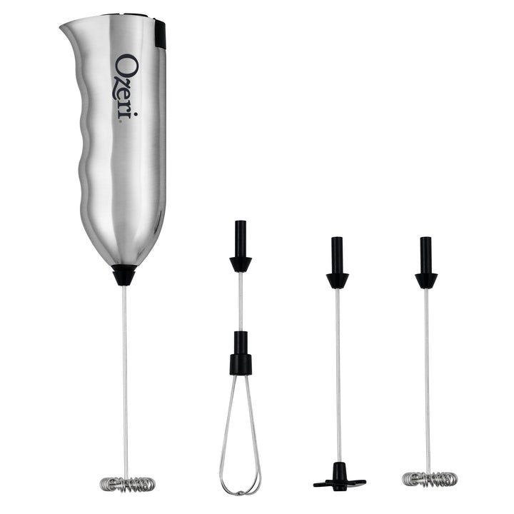 Ozeri Milk Frother Stainless Steel with Stand 4 Attachments for Coffee Drinks Image 2