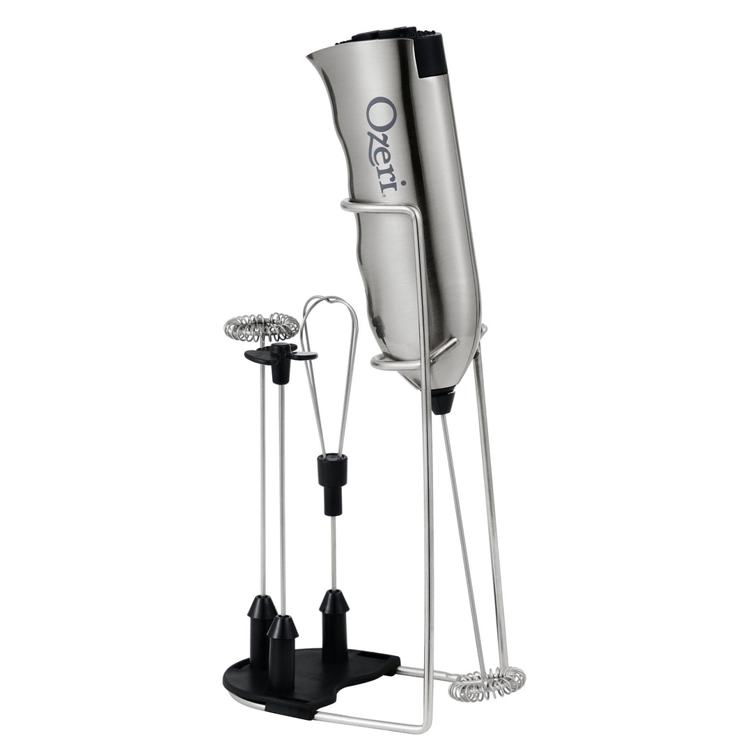 Ozeri Milk Frother Stainless Steel with Stand 4 Attachments for Coffee Drinks Image 8