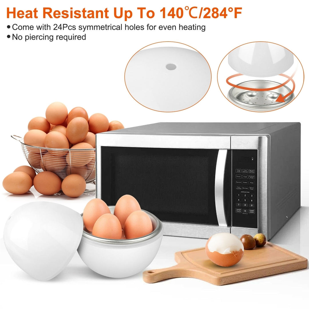 Microwave Egg Cooker Steamer 4 Eggs Soft Medium Hard Dishwasher Safe White Image 4