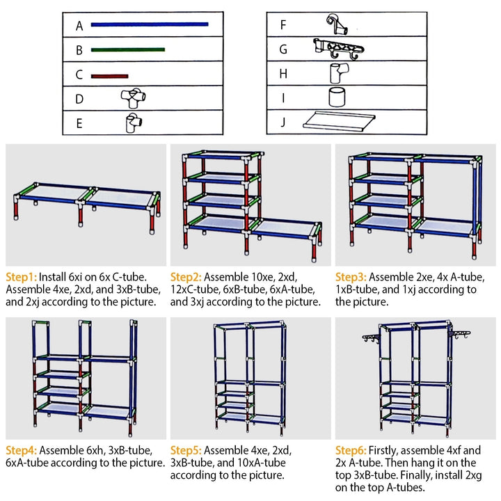 Metal Garment Rack Freestanding Clothing Organizer with Shelves and Hooks Black Image 6