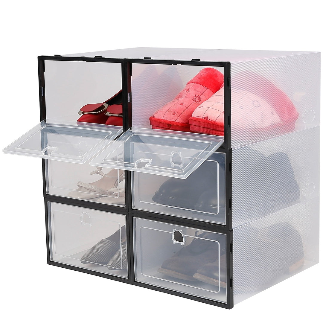 Collapsible Shoe Boxes 6Pcs Stackable Transparent Dustproof PP Storage Bins Image 6