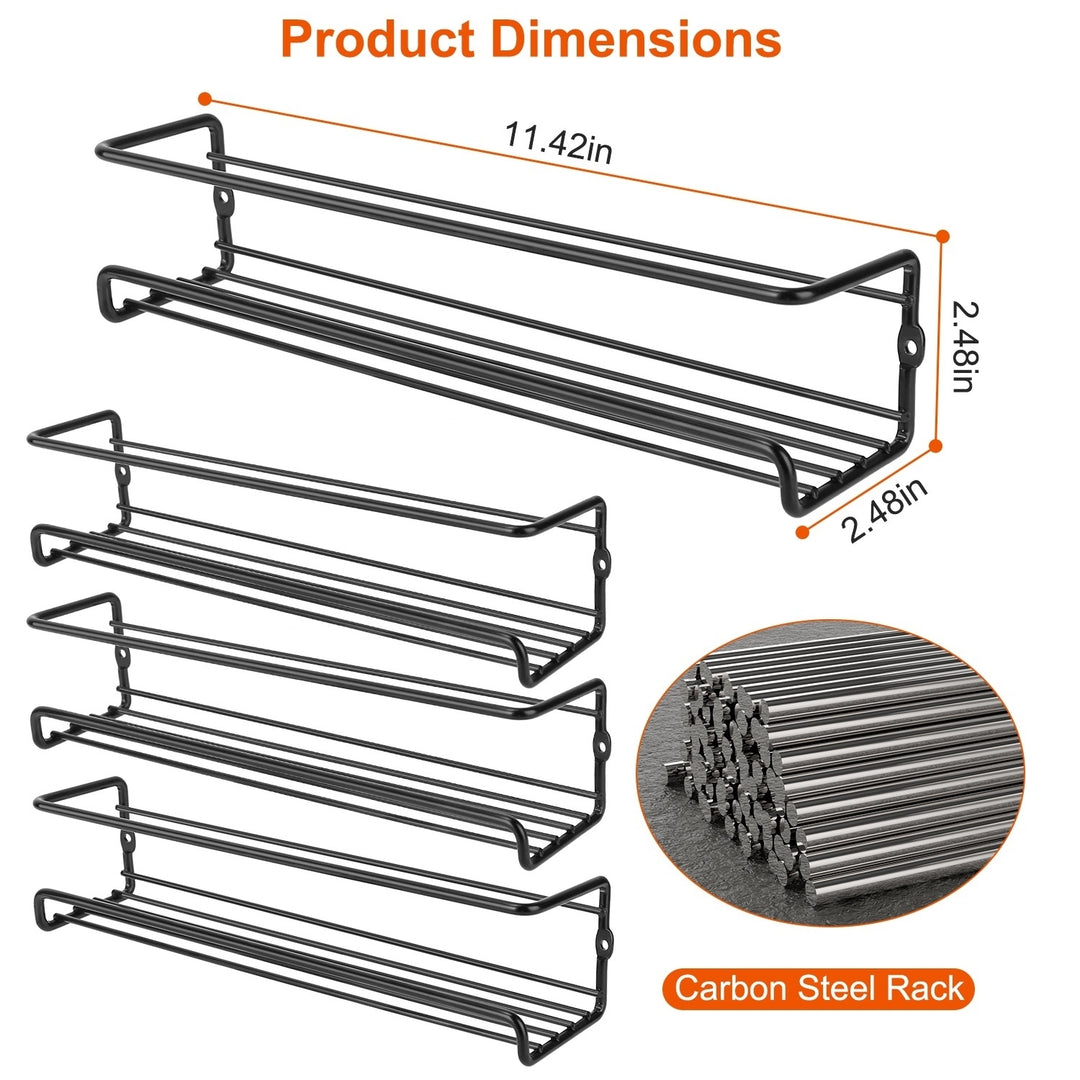 4Pcs Wall Mounted Spice Racks Carbon Steel Kitchen Storage Organizer 11.42in Image 3